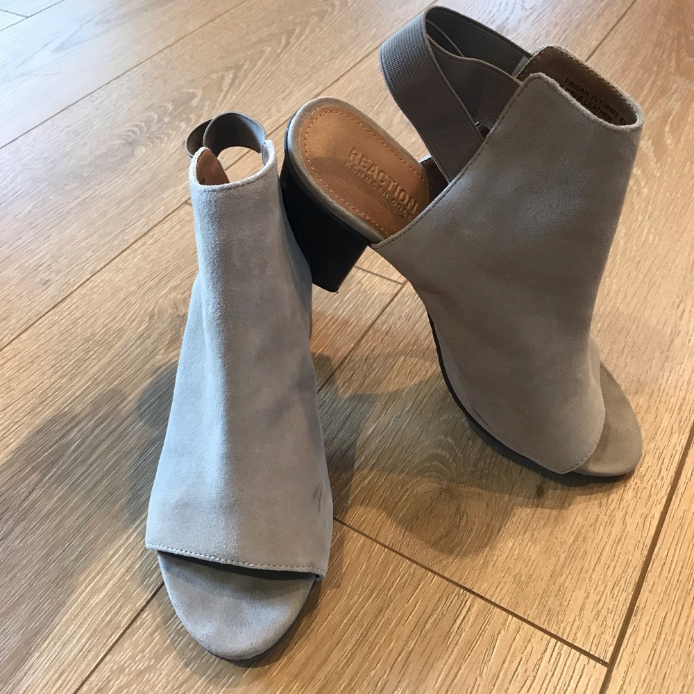 Suede open toed booties. Size 8.5. Worn once.